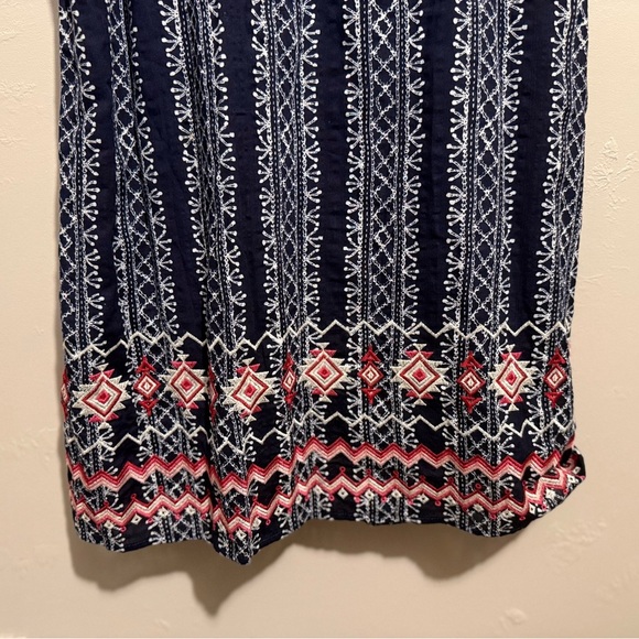 Anthropologie THML Navy, Red & White Embroidered Swing Dress Tassel Accents Med - Picture 12 of 14